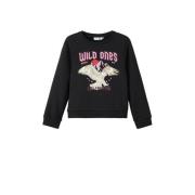 NAME IT KIDS sweater met printopdruk zwart Printopdruk - 116