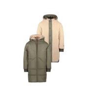 Like Flo reversible gewatteerde winterjas Ariana armygroen/beige Meisj...