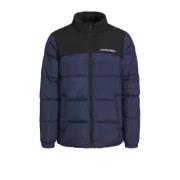 JACK & JONES JUNIOR gewatteerde jas donkerblauw/zwart Jongens Polyeste...