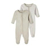 NAME IT BABY baby pyjama NBNNIGHTSUIT - set van 2 met streepdessin gri...