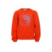 LOOXS little sweater met printopdruk oranje Meisjes Stretchkatoen Rond...