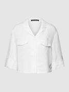 Korte linnen blouse met siergarnering, model 'Mai'