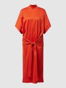Midi-jurk met knoopdetail, model 'WRAP'