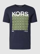 T-shirt met motief- en labelprint, model 'LATTICE KORS'