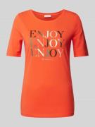 T-shirt met labelprints, model 'ENJOY'