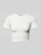 Kort T-shirt met structuurmotief, model 'GWEN'