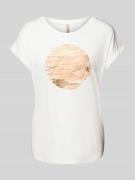 T-shirt met motief- en statementprint, model 'Marica'