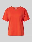 T-shirt met geribde ronde hals