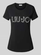 T-shirt met label met siersteentjes