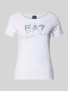 T-shirt met labelprint en -stitching