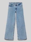 Wide leg jeans met labeldetail