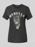 T-shirt met motief- en statementprint, model 'LUCY'