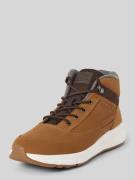 Leren sneakers met labelpatch, model 'WARM NUBUCK'