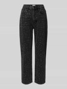 Vintage straight fit jeans met strass-steentjes