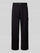 Straight leg broek met knoop- en ritssluiting