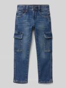 Straight fit jeans van katoenmix met cargozakken, model 'PELLE'