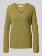 Regular fit gebreide pullover met V-hals en raglanmouwen