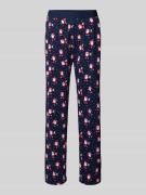 Relaxed fit pyjamabroek met elastische band met statement