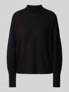 Relaxed fit gebreide pullover van een mix van katoen en wol met opstaa...