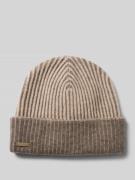 Kasjmier beanie met labelapplicatie