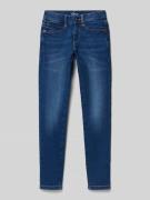 Slim fit jeans van katoenmix met contrastnaden, model 'SURI'