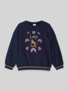 Regular fit sweatshirt van zachte katoenmix met glitter- en pailletten...