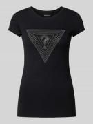 Slim fit T-shirt met strass-steentjes