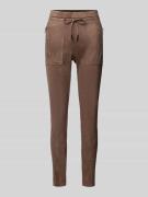 Slim fit stoffen broek met ritszakken, model 'Elvina'