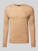 Slim fit gebreide pullover van zuivere wol