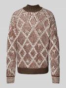 Gebreide pullover met opstaande kraag, model 'Jacquard'