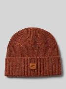 Beanie van wolmix met labelpatch