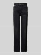 Straight fit high waist jeans met labeldetail