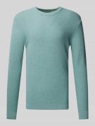 Regular fit gebreide pullover met geribde ronde hals