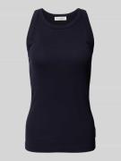 Shaped fit tanktop van geribde jersey met ronde hals