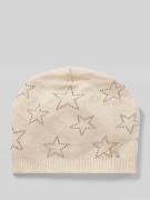 Beanie met labeldetail en wol