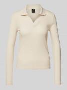 Slim fit shirt met lange mouwen en V-hals