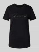 T-shirt van viscose met strass-steentjes