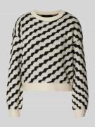 Gebreide pullover met diagonale streepmotief, model 'LARA'