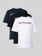 T-shirt met labelprint en ronde hals