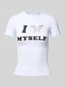 T-shirt met strass-steentjes, model 'Love Yourself'