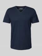 Regular fit T-shirt van puur katoen met V-hals