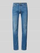 Stone-washed low rise slim fit jeans