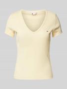 Slim fit T-shirt met diepe V-hals