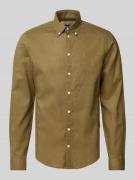 Regular fit linnen overhemd met button-downkraag, model 'Anton'