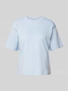 T-shirt met geribde ronde hals