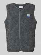 Bodywarmer van teddybont met labelpatch, model 'HOKTOWN'