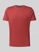 T-shirt met geribde ronde hals