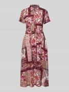 Midi-jurk met strikceintuur