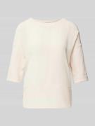 T-shirt met geribde ronde hals