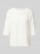T-shirt met geribde ronde hals